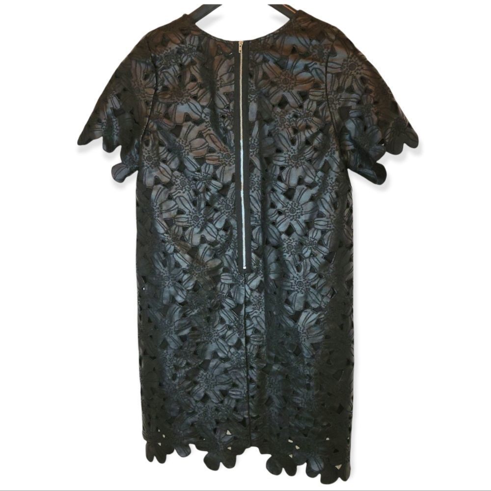 J.O.A Los Angeles Floral Cutout Faux Leather Dress in Black Size Medium - Picture 5 of 7